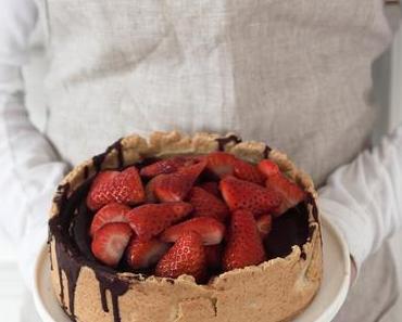 Cheesecake with Chocolate Topping + Strawberries