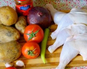 Kartoffeln aus dem Ofen mit Huhn- Thaneya Batatis bil Frech