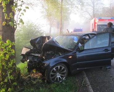 Autounfall Voerde –  Frontal gegen Straßenbaum geprallt