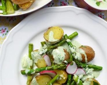 Schnelle Küche! Spargel-Kartoffel-Pfanne mit Frühlingskräuter-Sauce