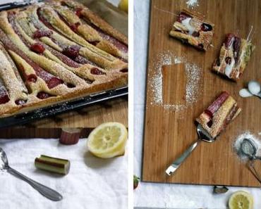Rhabarber-Zitronenkuchen mit Erdbeeren