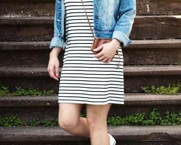 Vila Striped Dress, Converse Chucks and Mint&amp;Berry Jacket